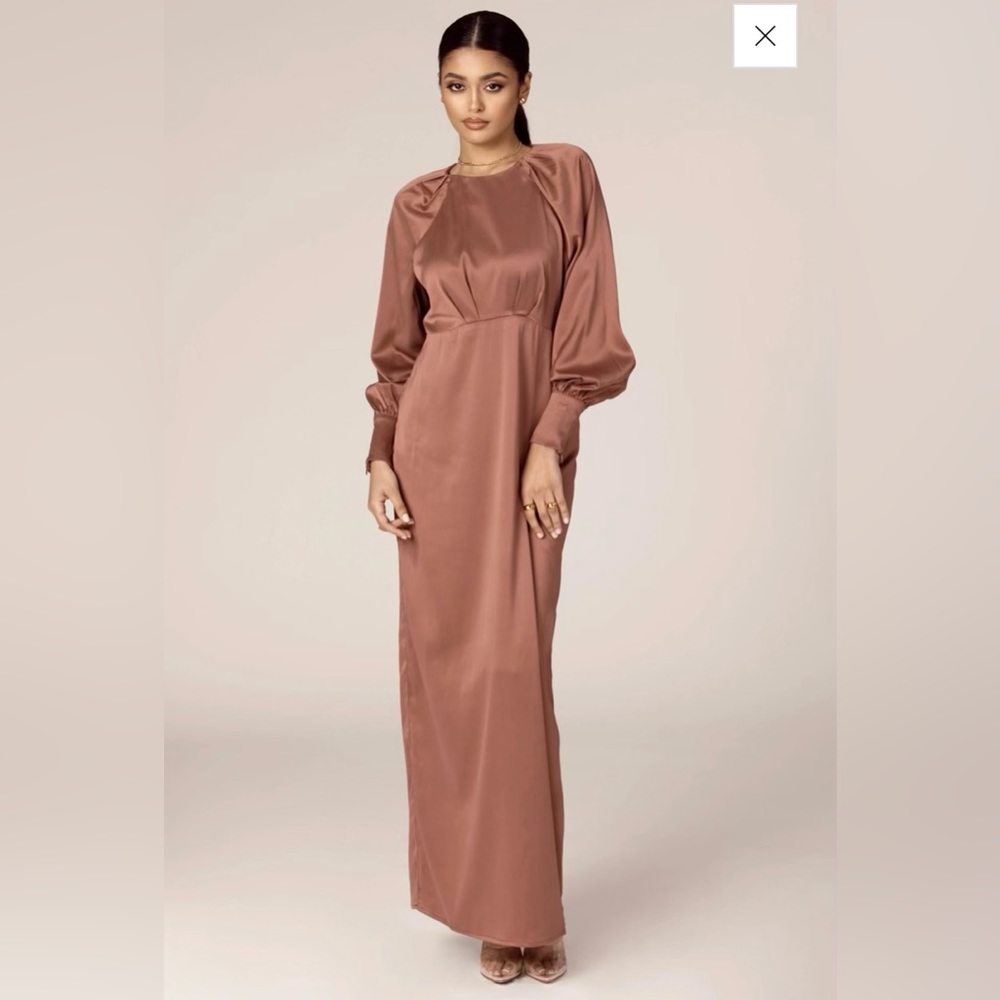 Rawan Satin Maxi Dress - Terracotta